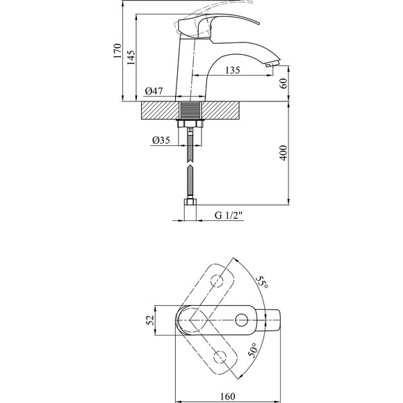 Смеситель для умывальника Kroner KRP Konstante C010A, фото 7