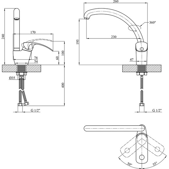 Змішувач для кухні Kroner KRP Konstante C032, фото , изображение 6