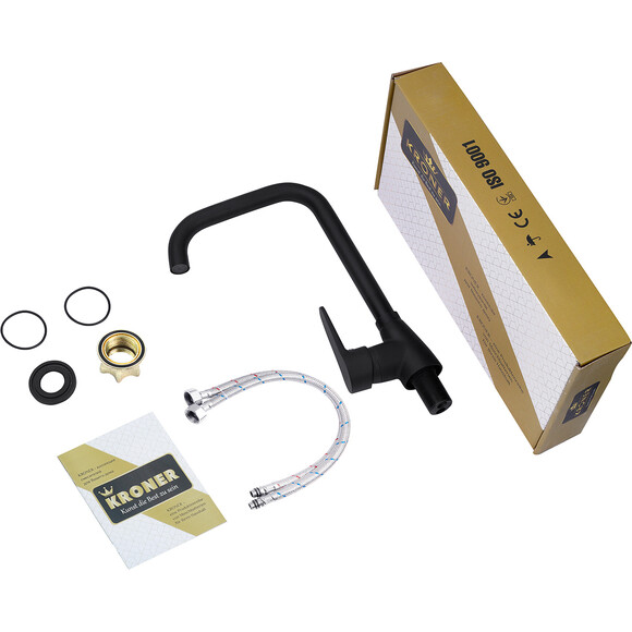 Смеситель для кухни Kroner KRM Elbe SCH030 (черный матовый), Цвет производителя: черный матовый, фото 8