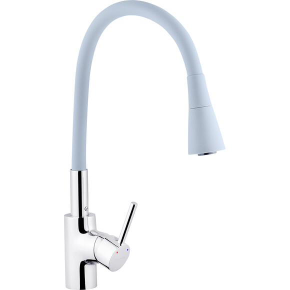 Смеситель для кухни Kroner KRP Küche C031GRA (хром/серый, с гибким изливом), Цвет производителя: хром, серый, фото 3