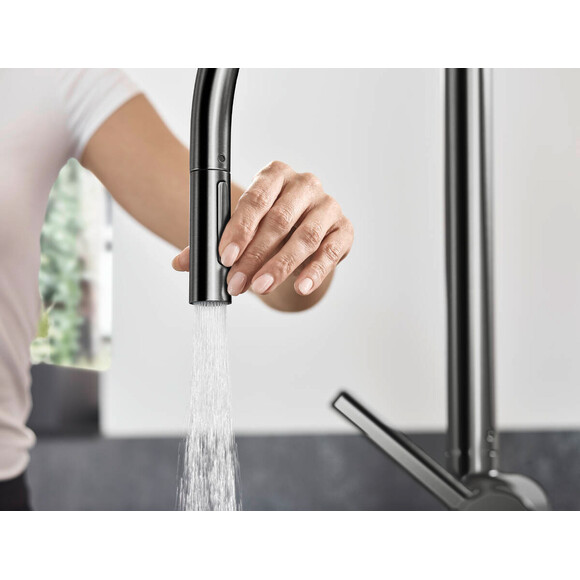 Змішувач для кухні Hansgrohe Talis M54 pull-out spray sBox 2jet Brushed Black Chrome 72801340 (брашований чорний хром, з висувною лійкою), Колір виробника: брашований чорний хром, фото , изображение 2