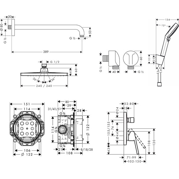 Душевая система Hansgrohe Logis Loop 1192019 (скрытого монтажа), фото 2
