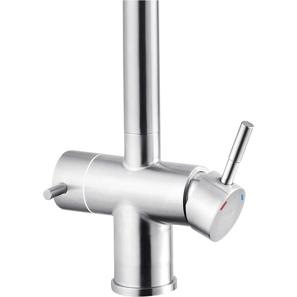 Смеситель для кухни Kroner KRP Edelstahl Klassisch ESG03815WHI (нержавейка/белый, c подключением питьевой воды), Цвет производителя: нержавейка, белый, фото 6