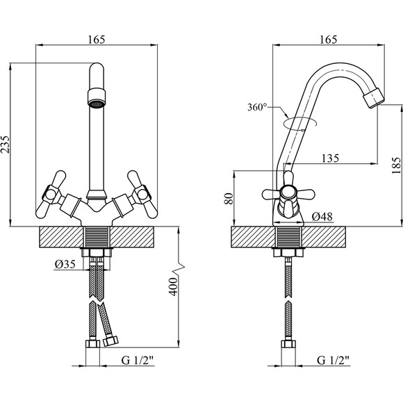 Змішувач для кухні Kroner KRP Royce C030, фото , изображение 7