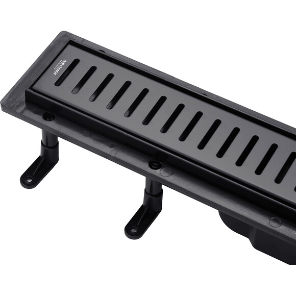 Лінійний трап Kroner KRP Harz SCH60 (SCH60Schwarz, 60 см, чорний матовий, з решіткою Sektion Schwarz), Колір виробника: чорний матовий, Доступні розміри: 60, фото , изображение 2