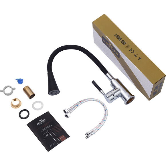 Смеситель для кухни Kroner KRM Küche C132BLK (хром/черный), Цвет производителя: хром, черный, фото 8