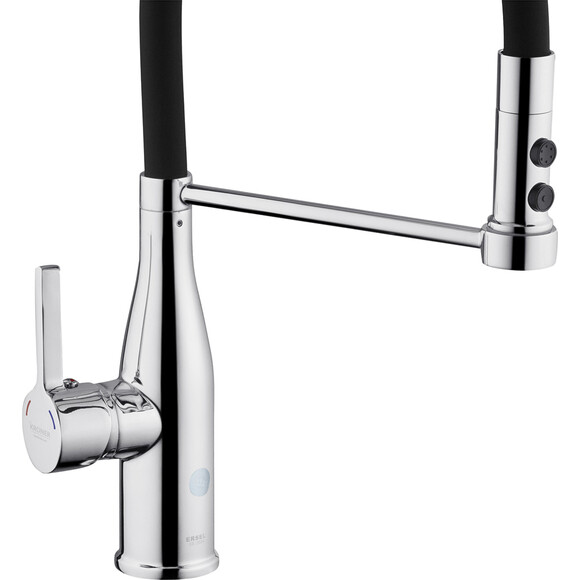 Смеситель для кухни Kroner KRP Ersel C03111BLK (хром/черный, с гибким изливом), фото 4