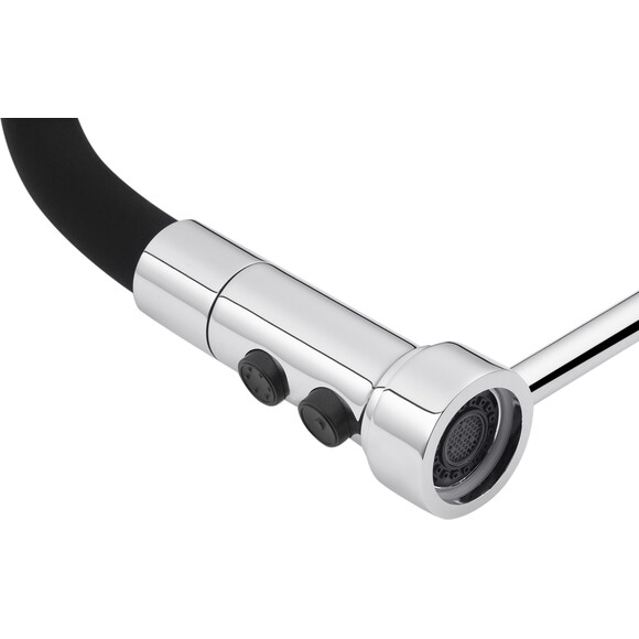 Смеситель для кухни Kroner KRP Ersel C03111BLK (хром/черный, с гибким изливом), фото 7