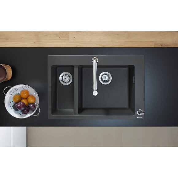 Кухонная мойка Hansgrohe S51 Graphiteblack 43315170 (77x51 см, черный графит, с фруктовницей), Доступные размеры: 77 x 51, Цвет производителя: черный графит, фото 2