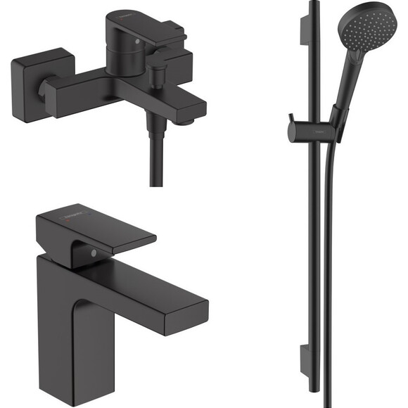 Комплект смесителей для ванной комнаты Hansgrohe Vernis Shape Black Matt 71561222 (71561670+71450670+26423670, черный матовый), фото 