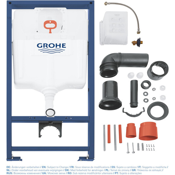 Комплект унітаз з інсталяцією 4 в 1 Grohe 36501000: підвісний унітаз з сидінням Euro Ceramic 39328000 + інсталяція Rapid SL 38528001 + клавіша змиву Arena Cosmopolitan 38844000 + звукоізоляційна прокладка, фото , изображение 22