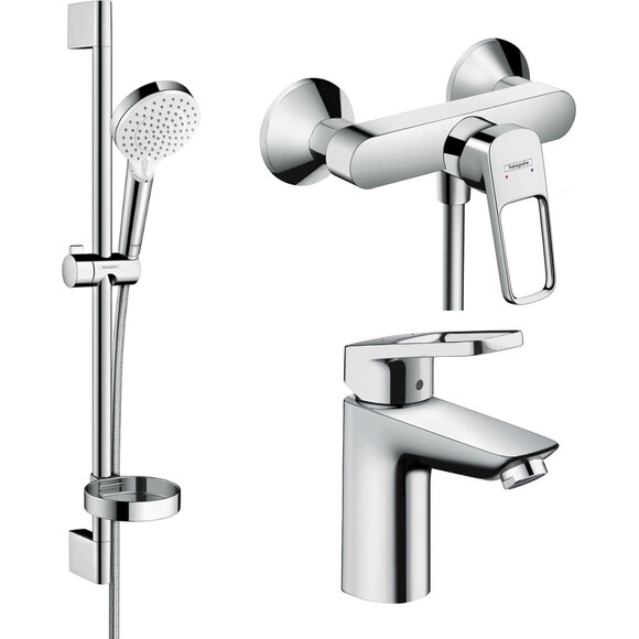 Комплект змішувачів 3 в 1 для ванної кімнати Hansgrohe Logis 1072019 (71151000+71247000+26553400), фото 