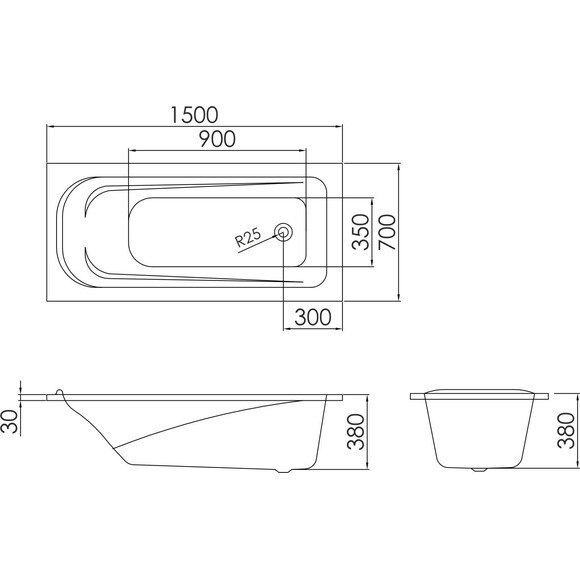 Акрилова ванна Eger Tisza 588-2115 (150x70 см), Доступні розміри: 150 x 70, фото , изображение 2