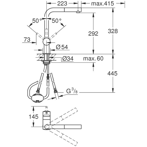 Смеситель для кухни Grohe Vento 30436DC0 (суперсталь, с выдвижной лейкой), Цвет производителя: суперсталь, фото 2