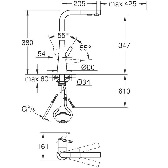 Змішувач для кухні Grohe Scala 30441DC0 (суперсталь, з висувною лійкою), Колір виробника: суперсталь, фото , изображение 6