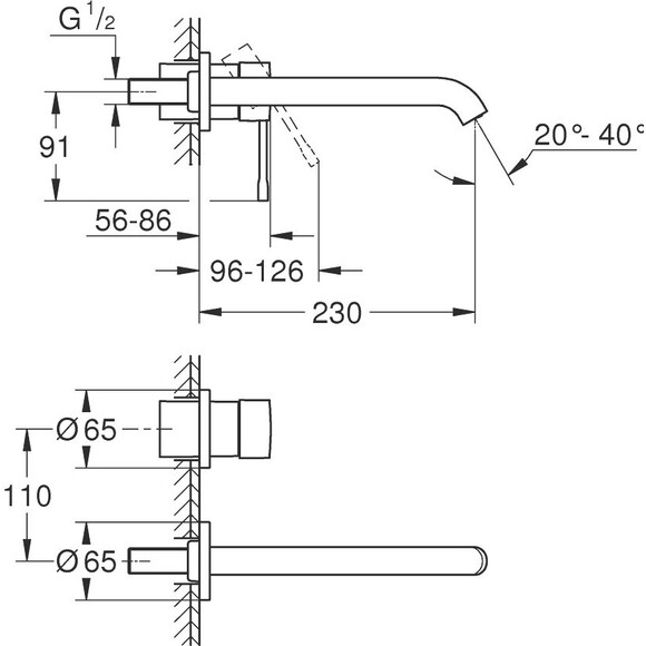Зовнішня частина змішувача прихованого монтажу для умивальника Grohe Essence New L-Size 29193GN1 (холодний світанок матовий), Колір виробника: холодний світанок матовий, фото , изображение 2