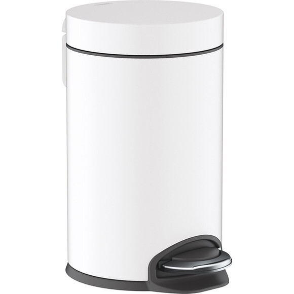 Відро для сміття Hansgrohe Addstoris Matt White 41775700 (біле матове, 3 л, з педаллю та кришкою), Колір виробника: білий матовий, фото 