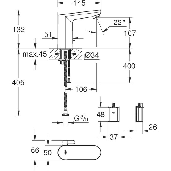 Смеситель раковины Grohe Eurosmart Cosmopolitan E 36327002 (сенсорный), фото 5