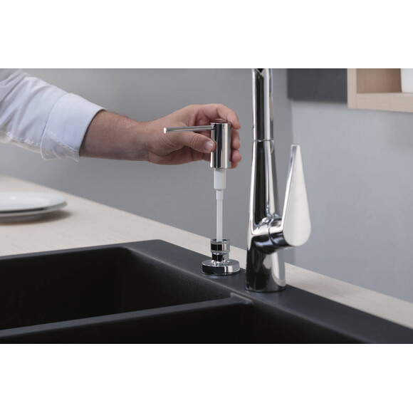 Дозатор для миючого засобу Hansgrohe A51 Chrome 40448000 (хром, 500 мл), Колір виробника: хром, фото , изображение 4