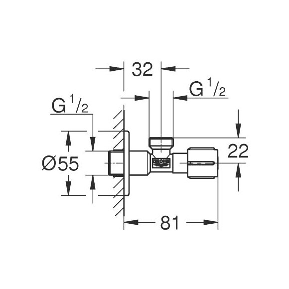 Угловой вентиль 1/2" - 1/2" Grohe 1023422430 (черный матовый), фото 3