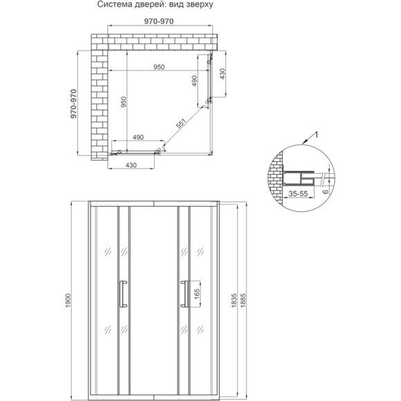 Душова кабіна Qtap Taurus Chrome TAUCRM1011SC6 (100x100 см, скло прозоре, профіль хром), фото , изображение 8