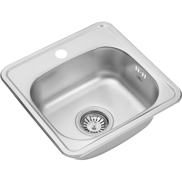Кухонна мийка Kroner KRP Satin 3838 (Satin-383806160, 38x38 см, 0.6 мм, з сифоном), фото , изображение 2