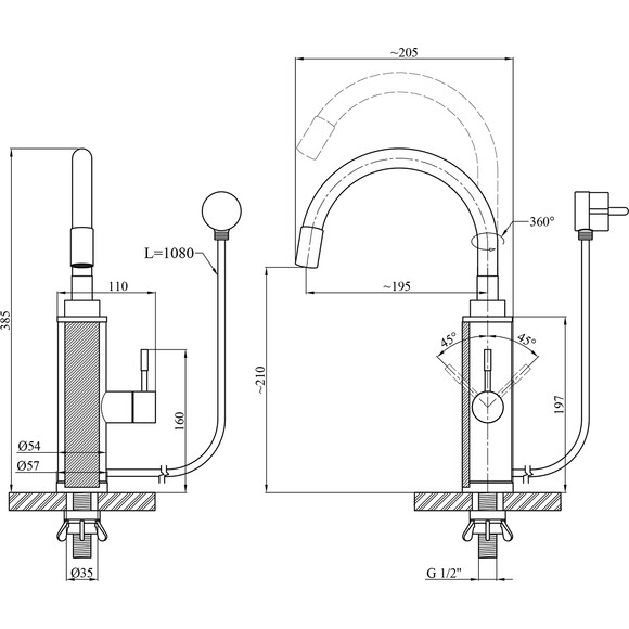 Проточный водонагреватель для кухни Kroner KRP Volt ESG087RSS (никель/черный, с дисплеем, с гибким изливом и электронагревом 3 кВт), фото 7