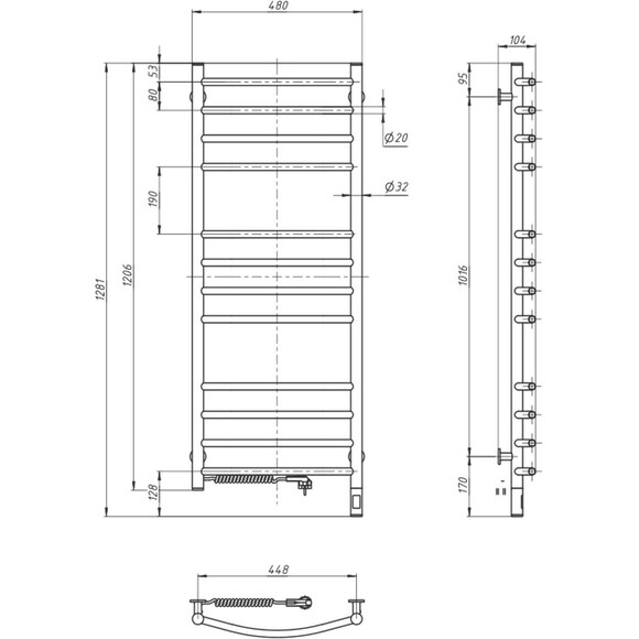 Электрический полотенцесушитель Navin Камелия Sensor 12-007133-4812 (480x1200, белый глянец, левый, сенсорный, с таймером), Доступные размеры: 480 x 1200, Цвет производителя: белый глянец, Подключение полотенцесушителя: левое, фото 5