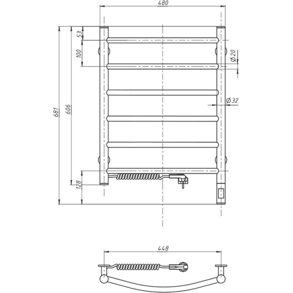 Электрический полотенцесушитель Navin Камелия Sensor 12-007133-4860 (480x600, белый глянец, левый, сенсорный, с таймером), Доступные размеры: 480 x 600, Цвет производителя: белый глянец, Подключение полотенцесушителя: левое, фото 5