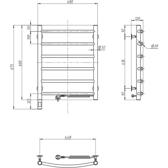 Электрический полотенцесушитель Navin Камелия Sensor 10-007033-4860 (480x600, правый, сенсорный, с таймером), Доступные размеры: 480 x 600, Цвет производителя: хром, Подключение полотенцесушителя: правое, фото 6