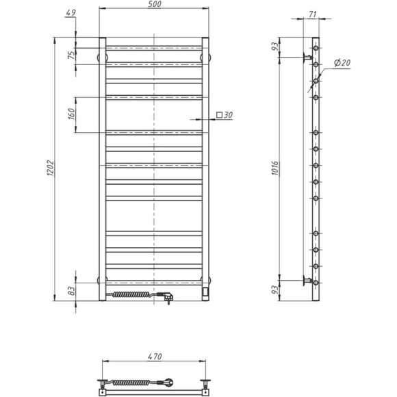 Электрический полотенцесушитель Navin Классик Квадро Sensor 10-016153-5012 (500x1200, левый, сенсорный, с таймером), Доступные размеры: 500 x 1200, Цвет производителя: хром, Подключение полотенцесушителя: левое, фото 6