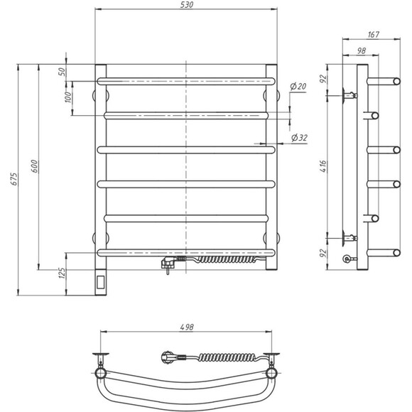 Электрический полотенцесушитель Navin Омега Sensor 10-015033-5360 (530x600, правый, сенсорный, с таймером), Доступные размеры: 530 x 600, Цвет производителя: хром, Подключение полотенцесушителя: правое, фото 6