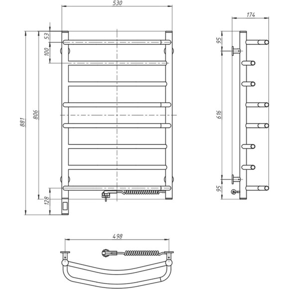 Электрический полотенцесушитель Navin Омега Sensor 12-015033-5380 (530x800, белый глянец, правый, сенсорный, с таймером), Доступные размеры: 530 x 800, Цвет производителя: белый глянец, Подключение полотенцесушителя: правое, фото 5