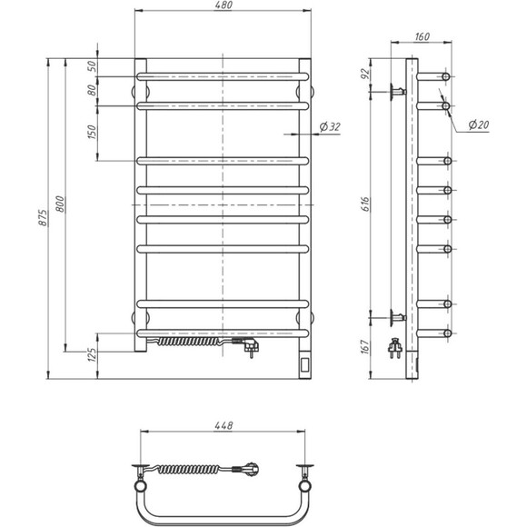 Электрический полотенцесушитель Navin Симфония Sensor 10-009133-4880 (480x800, левый, сенсорный, с таймером), Доступные размеры: 480 x 800, Цвет производителя: хром, Подключение полотенцесушителя: левое, фото 6