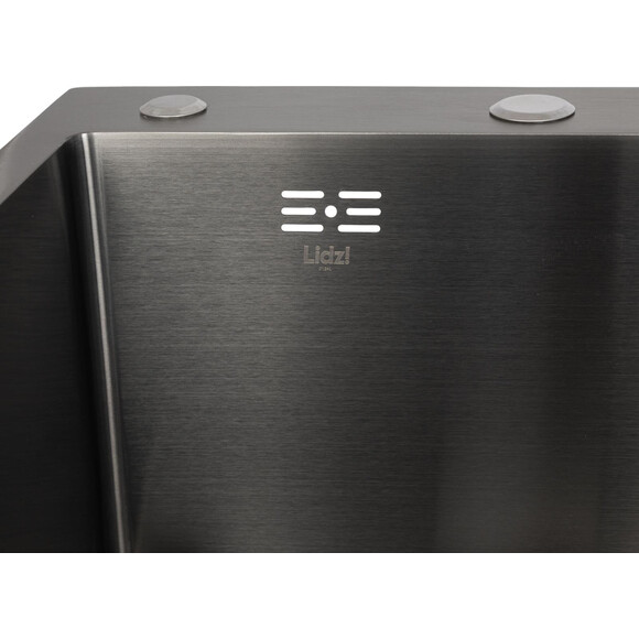 Мийка для кухні Lidz Handmade H7849BR Brushed Black LDH7849BRPVD43625 (78x49 см, чорна брашована, 3.0/1.0 мм, з сифоном і дозатором), Доступні розміри: 78 x 49 R, Колір виробника: фарбований чорний, фото , изображение 3