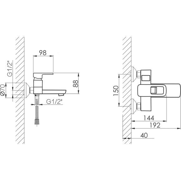 Змішувач для ванни Lidz Wawel 006 Black Matt LDWAW006BLA45393 (чорний матовий, з лійкою та шлангом), Колір виробника: чорний матовий, фото , изображение 7