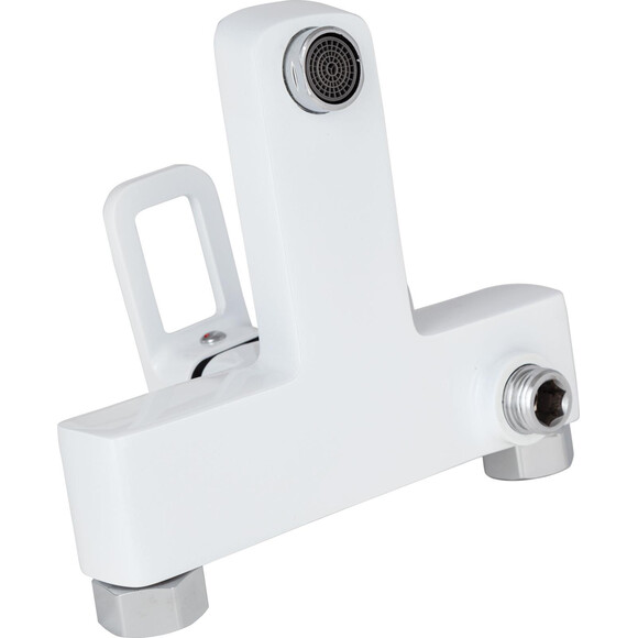 Змішувач для ванни Lidz Wawel 006 Chrome/White LDWAW006WHI45398 (хром/білий, з лійкою та шлангом), Колір виробника: хром, білий, фото , изображение 2