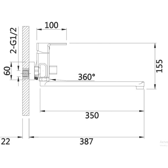 Смеситель для ванны Lidz Dozorca 005 Chrome LDDOZ005CRM45405 (с лейкой и шлангом), фото 6