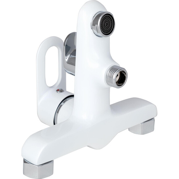 Змішувач для ванни Lidz Latwa 006 White/Chrome LDLAT006WHI45424 (білий/хром, з лійкою та шлангом), Колір виробника: білий, хром, фото , изображение 2