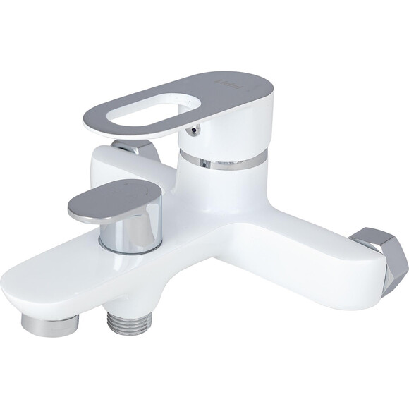 Змішувач для ванни Lidz Latwa 006 White/Chrome LDLAT006WHI45424 (білий/хром, з лійкою та шлангом), Колір виробника: білий, хром, фото , изображение 3