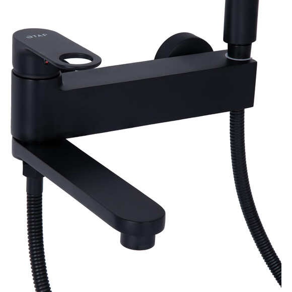 Змішувач для ванни Qtap Jay Black Matt QTJAY260BLM45548 (чорний матовий, з лійкою та шлангом), Колір виробника: чорний матовий, фото , изображение 3