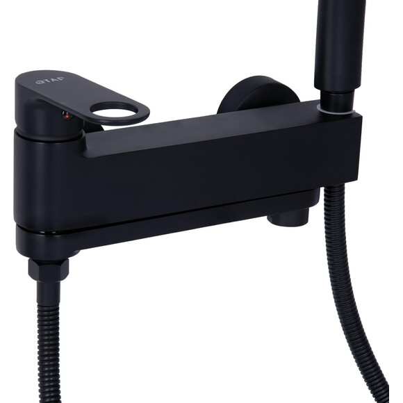 Змішувач для ванни Qtap Jay Black Matt QTJAY260BLM45548 (чорний матовий, з лійкою та шлангом), Колір виробника: чорний матовий, фото , изображение 4