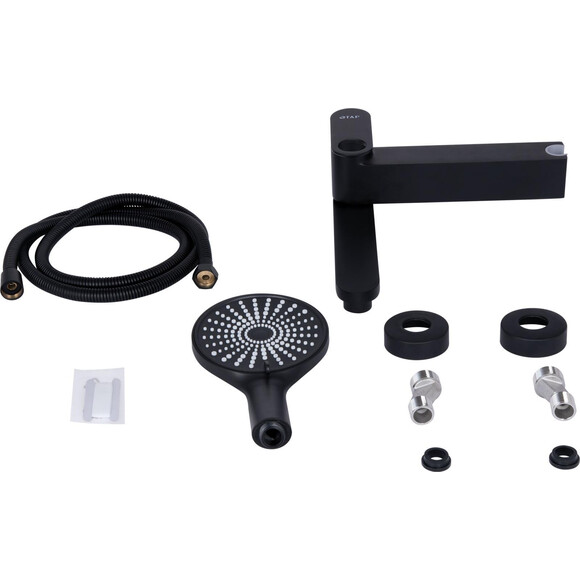 Змішувач для ванни Qtap Jay Black Matt QTJAY260BLM45548 (чорний матовий, з лійкою та шлангом), Колір виробника: чорний матовий, фото , изображение 7