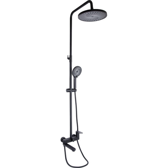 Душова система Qtap Jay Black Matt QTJAY111BLM45549 (чорна матова, з виливом), Колір виробника: чорний матовий, фото 