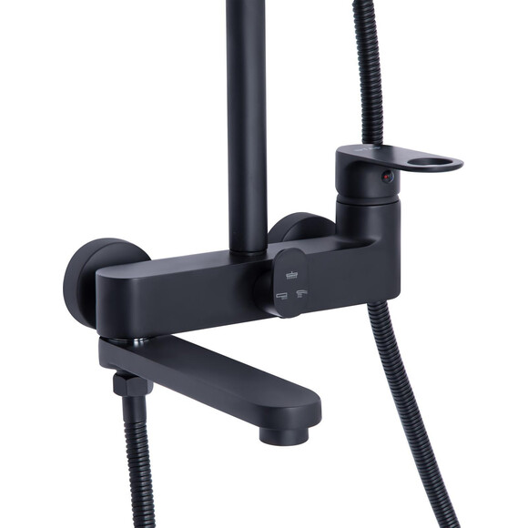 Душова система Qtap Jay Black Matt QTJAY111BLM45549 (чорна матова, з виливом), Колір виробника: чорний матовий, фото , изображение 2