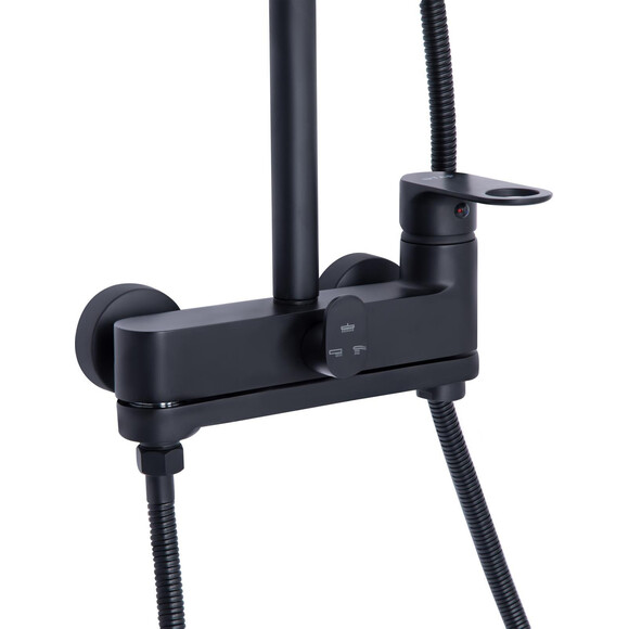 Душова система Qtap Jay Black Matt QTJAY111BLM45549 (чорна матова, з виливом), Колір виробника: чорний матовий, фото , изображение 3