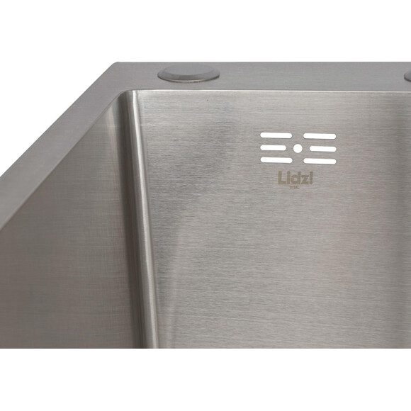 Мийка для кухні Lidz Handmade H6350R Brushed Steel LDH6350BRUR45587 (63x50 см, брашована сталь, 3.0/1.0 мм, з сифоном та дозатором), Доступні розміри: 63 x 50 R, Колір виробника: брашована нержавіюча сталь, фото , изображение 3