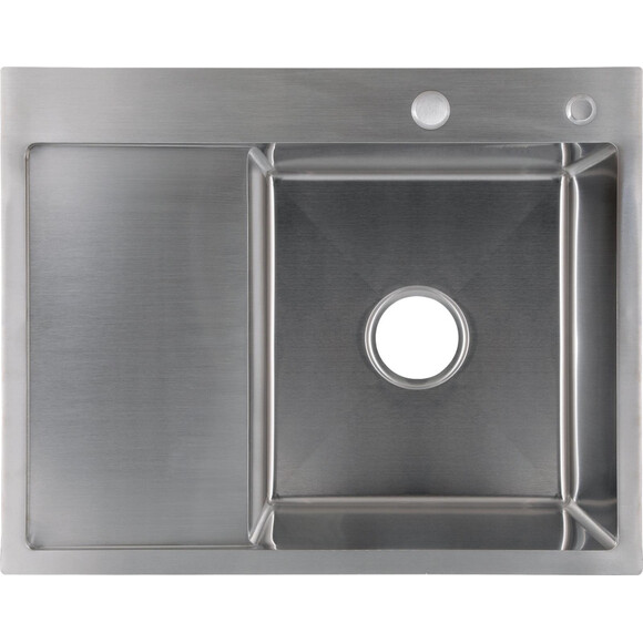 Мийка для кухні Lidz Handmade H6350L Brushed Steel LDH6350BRUL45588 (63x50 см, брашована сталь, 3.0/1.0 мм, з сифоном та дозатором), Доступні розміри: 63 x 50 L, Колір виробника: брашована нержавіюча сталь, фото 