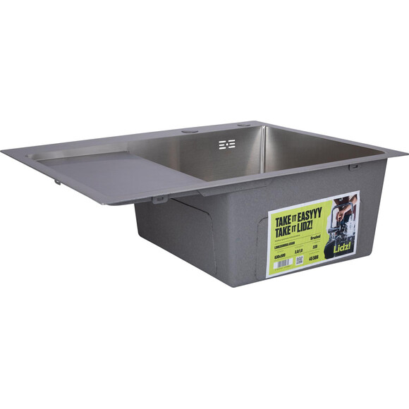 Мийка для кухні Lidz Handmade H6350L Brushed Steel LDH6350BRUL45588 (63x50 см, брашована сталь, 3.0/1.0 мм, з сифоном та дозатором), Доступні розміри: 63 x 50 L, Колір виробника: брашована нержавіюча сталь, фото , изображение 2