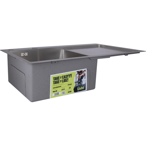 Мийка для кухні Lidz Handmade H7849R Brushed Steel LDH7849BRUR45591 (78x49 см, брошована сталь, 3.0/1.0 мм, з сифоном і дозатором), Доступні розміри: 78 x 49 R, Колір виробника: брашована нержавіюча сталь, фото , изображение 2
